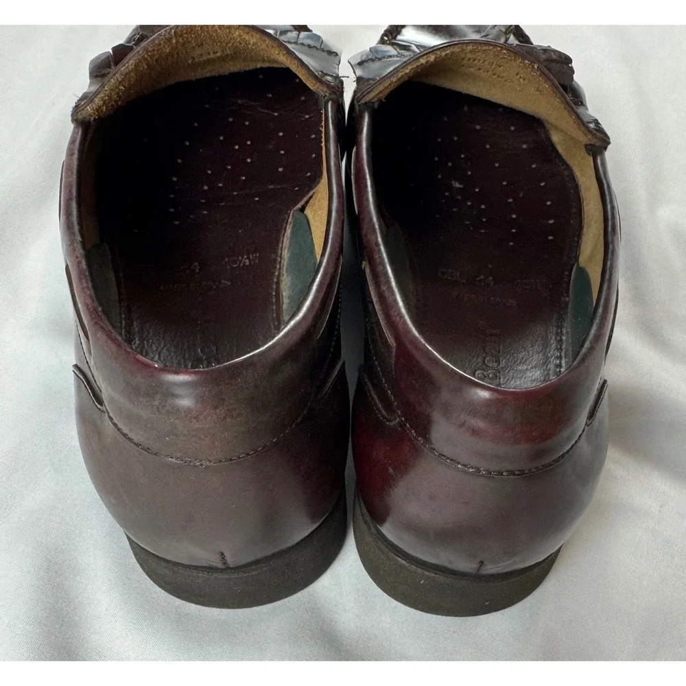 LL Bean Mens Burgundy Brown‎ Leather Kiltie Tassel Loafers 10.5W Made in Brazil